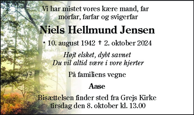 Dødsannonce for Niels Hellmund Jensen