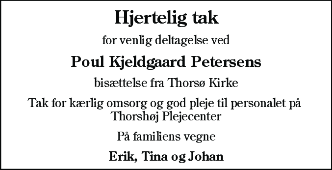 Dødsannonce for Poul Kjeldgård Pedersen