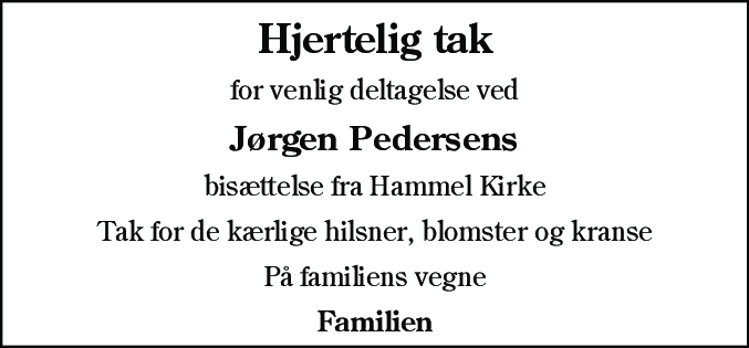 Dødsannonce for Jørgen Pedersen