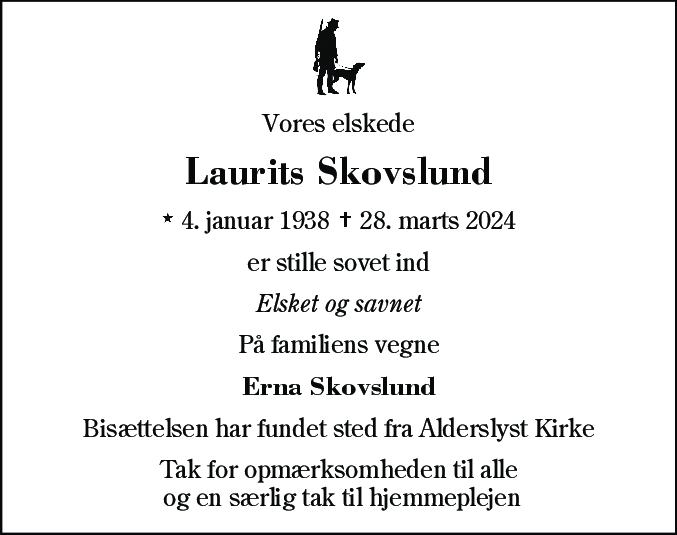 Dødsannonce for Laurits Skovslund