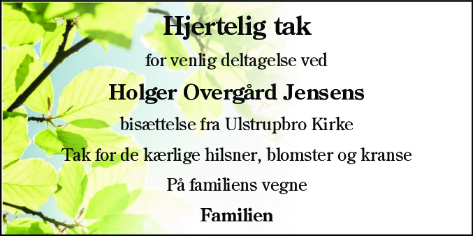Dødsannonce for Holger Overgård Jensen