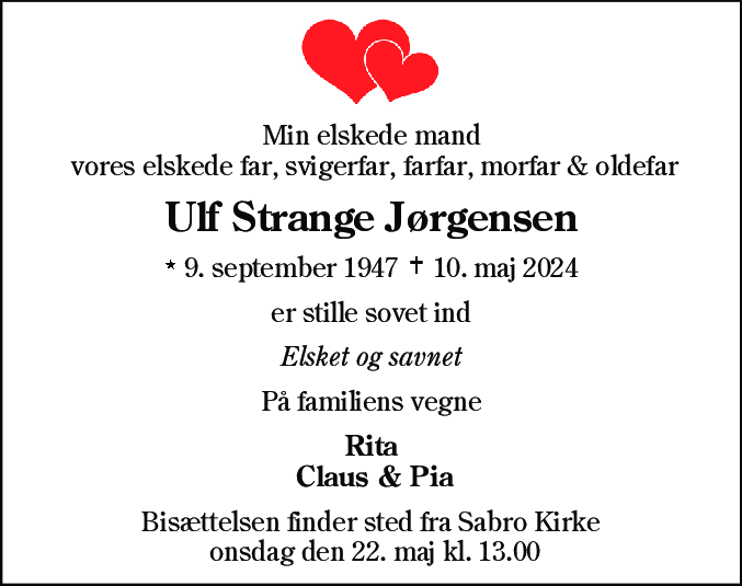 Dødsannonce for Ulf Strange Jørgensen