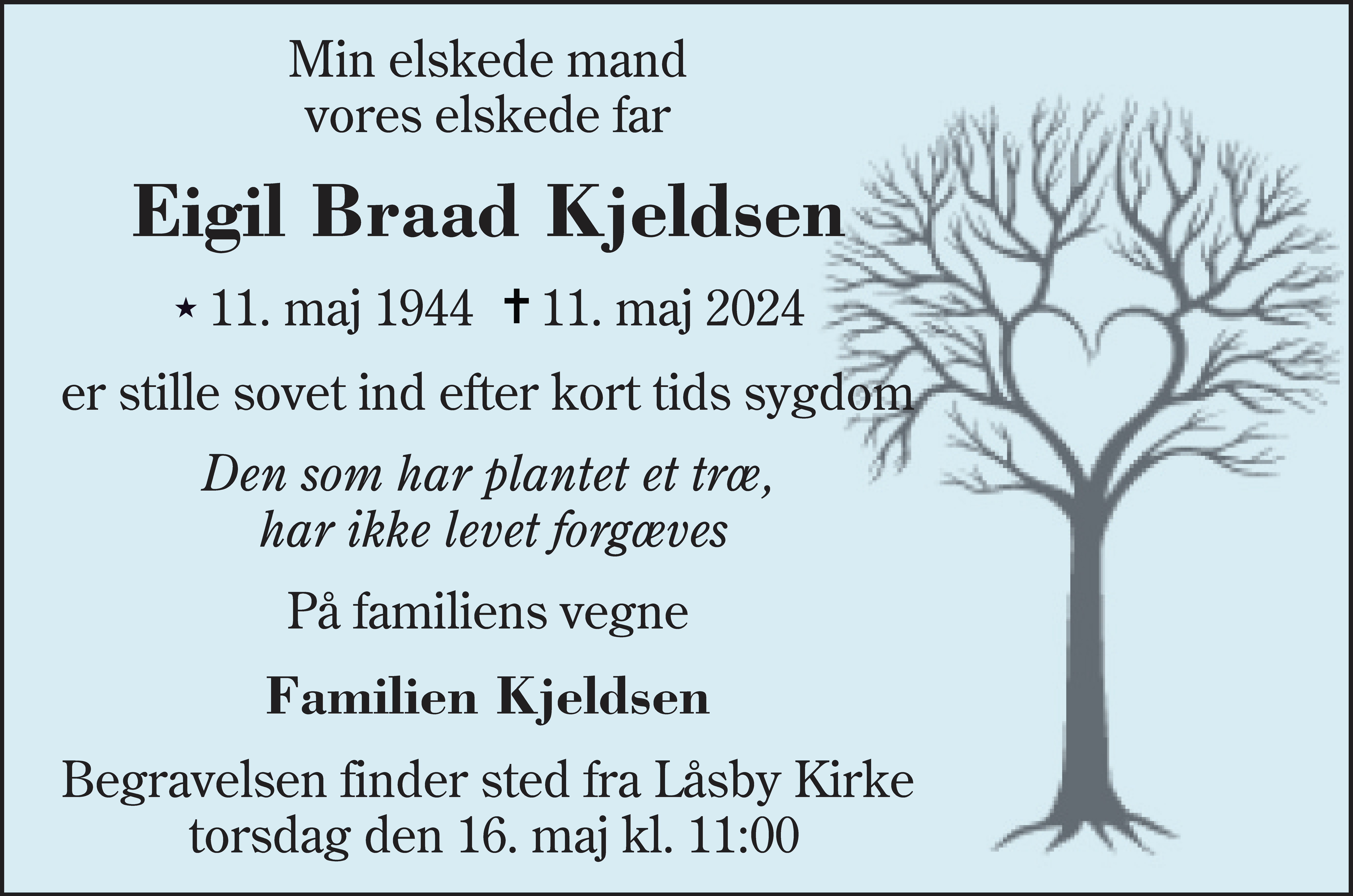 Dødsannonce for Eigil Braad Kjeldsen
