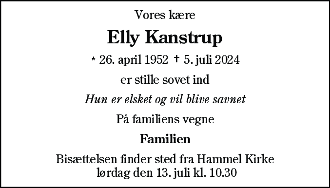 Dødsannonce for Elly Kanstrup