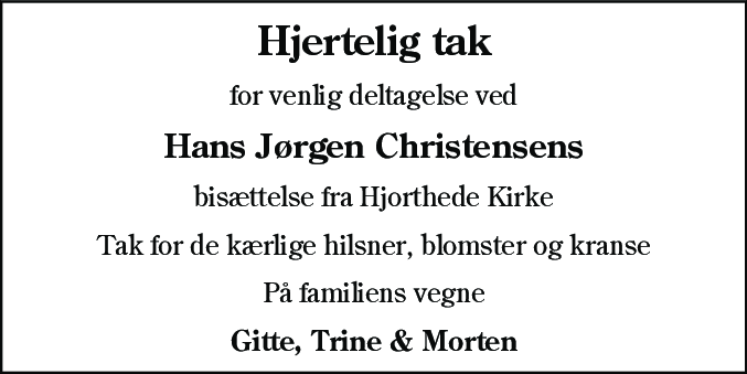 Dødsannonce for Hans Jørgen Christensen