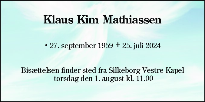 Dødsannonce for Klaus Kim Mathiassen