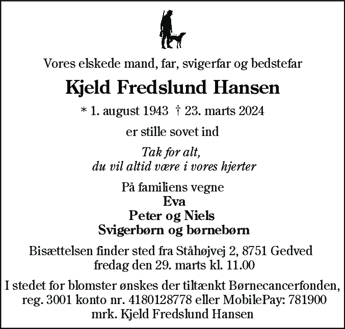 Dødsannonce for Kjeld Fredslund Hansen