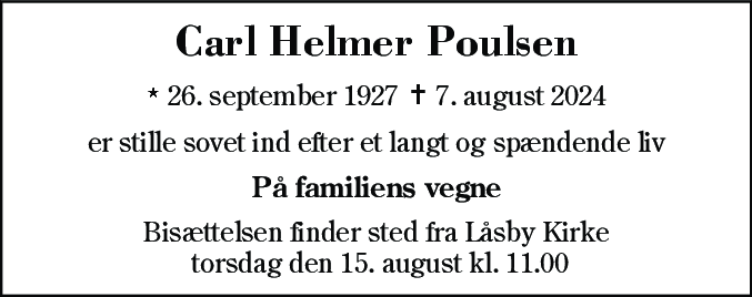Dødsannonce for Carl Helmer Poulsen