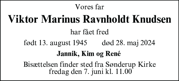 Dødsannonce for Viktor Marinus Ravnholdt Knudsen