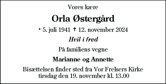 Dødsannonce for Orla Østergård