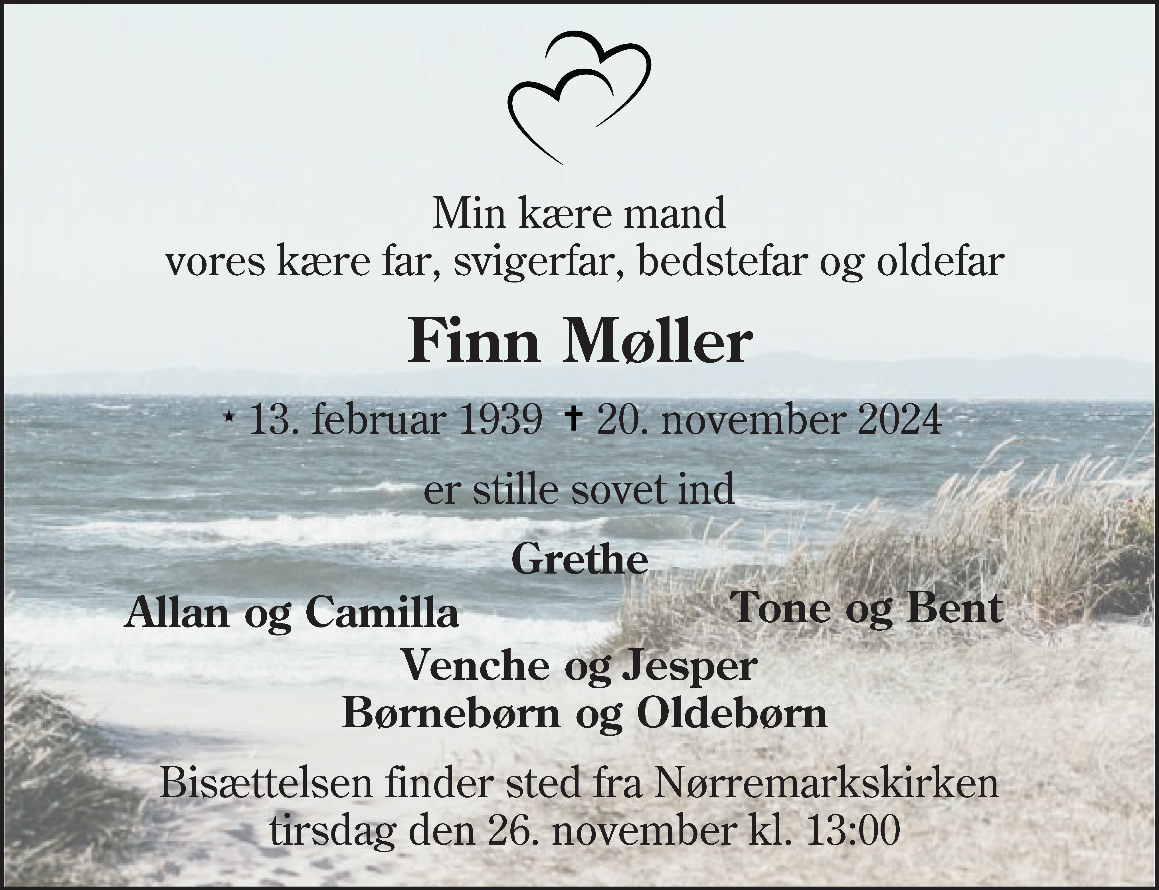 Dødsannonce for Finn Møller