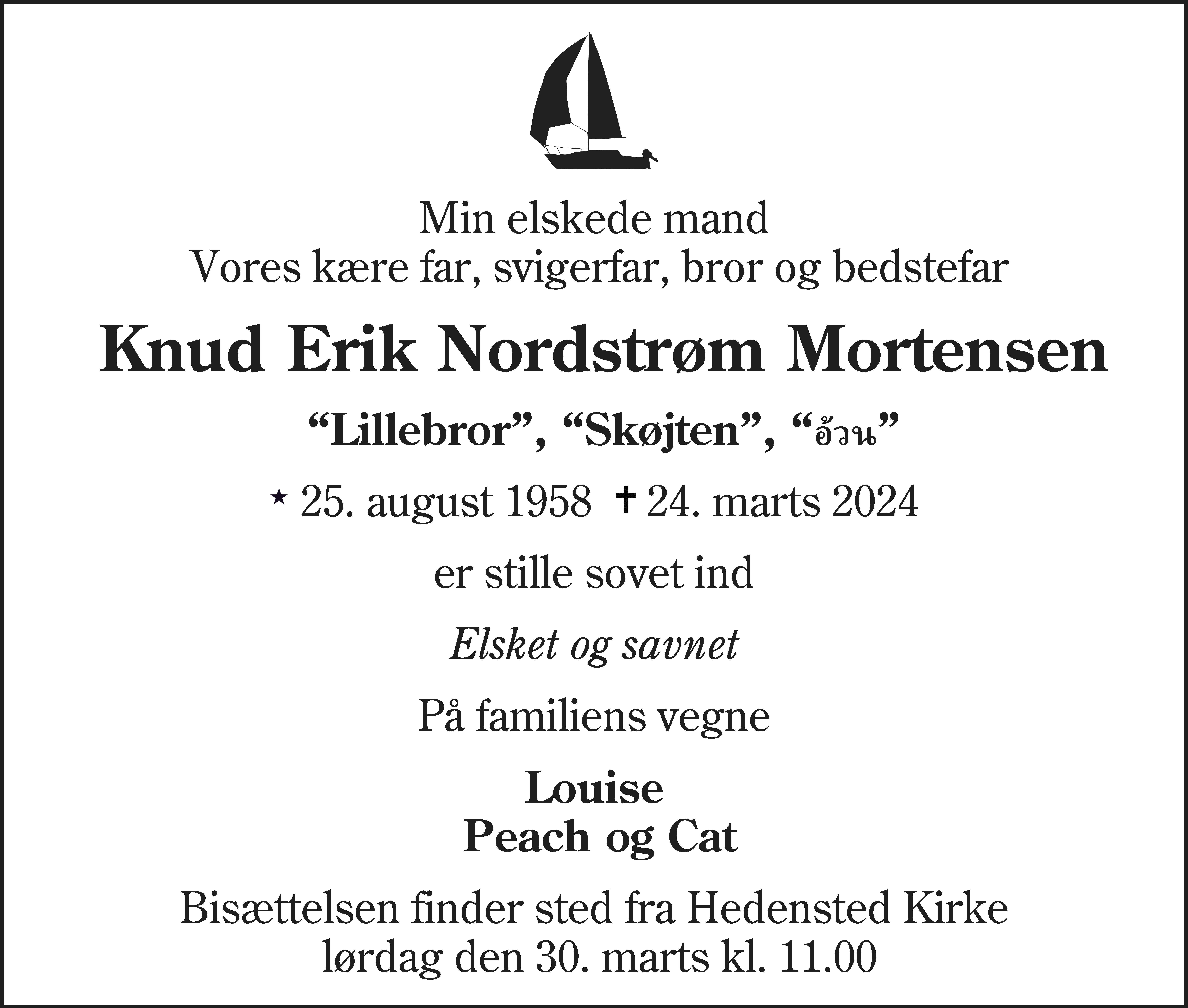 Dødsannonce for Knud Erik Nordstrøm Mortensen