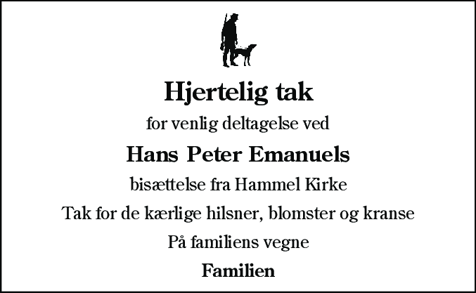 Dødsannonce for Hans Peter Emanuel