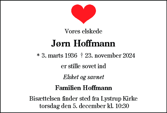 Dødsannonce for Jørn Hoffmann