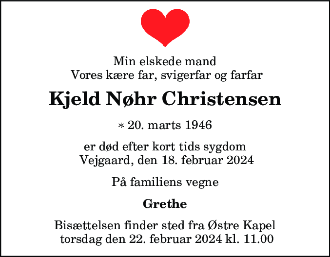 Dødsannonce for Kjeld Nøhr Christensen