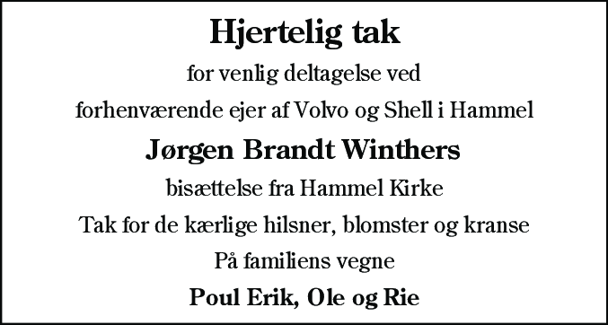 Dødsannonce for Jørgen Brandt Winther