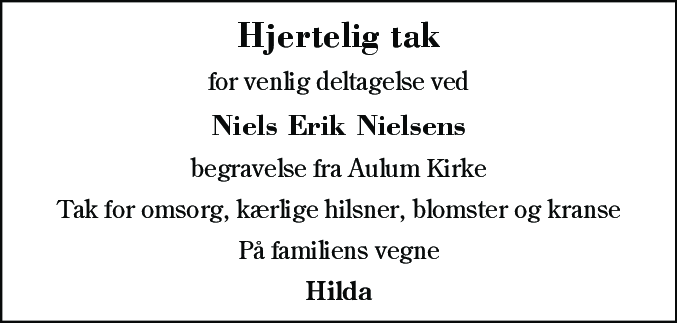 Dødsannonce for Niels Erik Nielsen