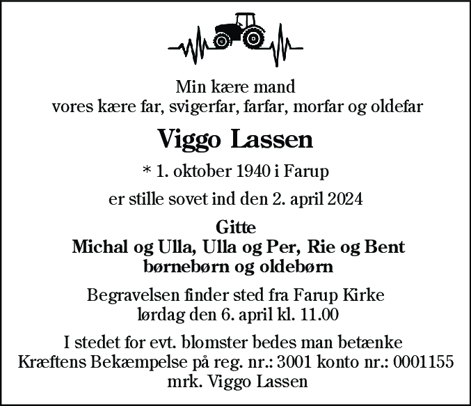 Dødsannonce for Viggo Lassen