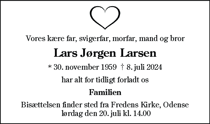 Dødsannonce for Lars Jørgen Larsen
