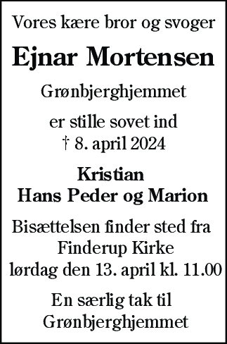 Dødsannonce for Ejnar Krogh Mortensen