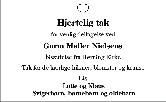 Dødsannonce for Gorm Møller Nielsen