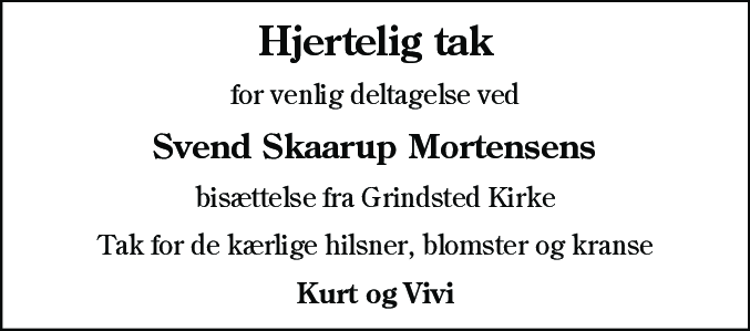 Dødsannonce for Svend Skaarup Mortensen
