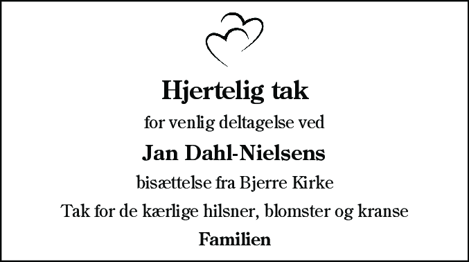 Dødsannonce for Jan Dahl-Nielsen