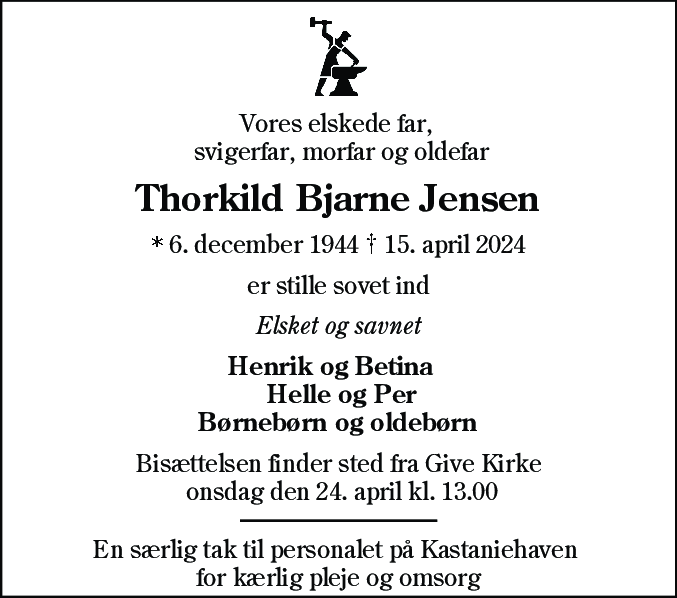 Dødsannonce for Thorkild Bjarne Jensen