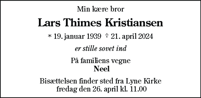 Dødsannonce for Lars Thimes Kristiansen