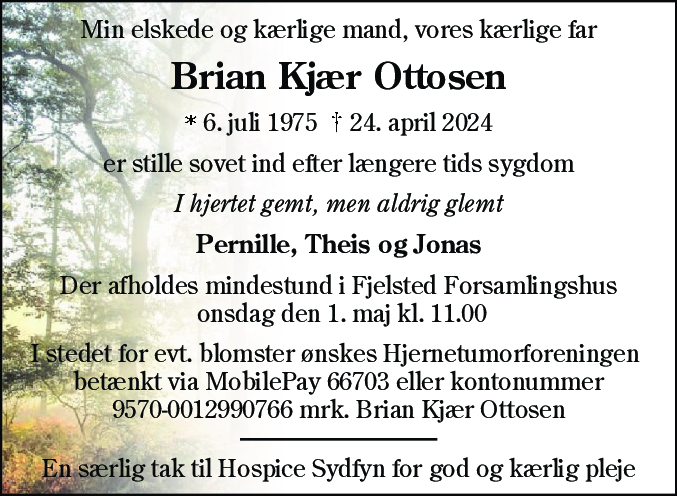Dødsannonce for Brian Kjær Ottosen