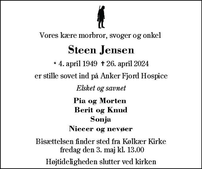 Dødsannonce for Steen Jensen