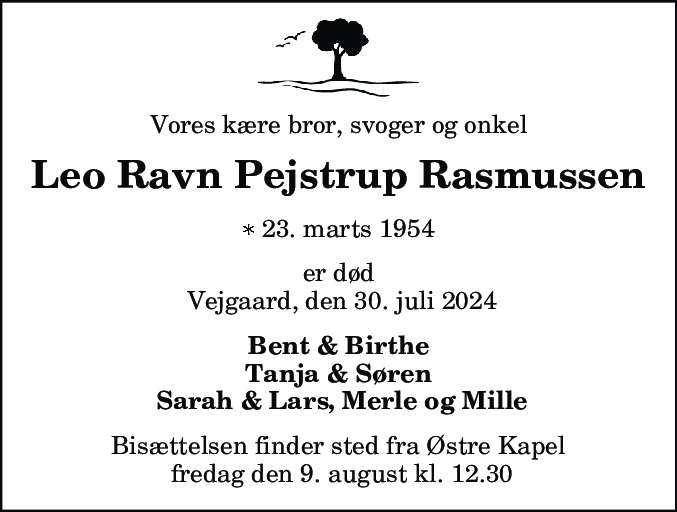 Dødsannonce for Leo Ravn Pejstrup Rasmussen