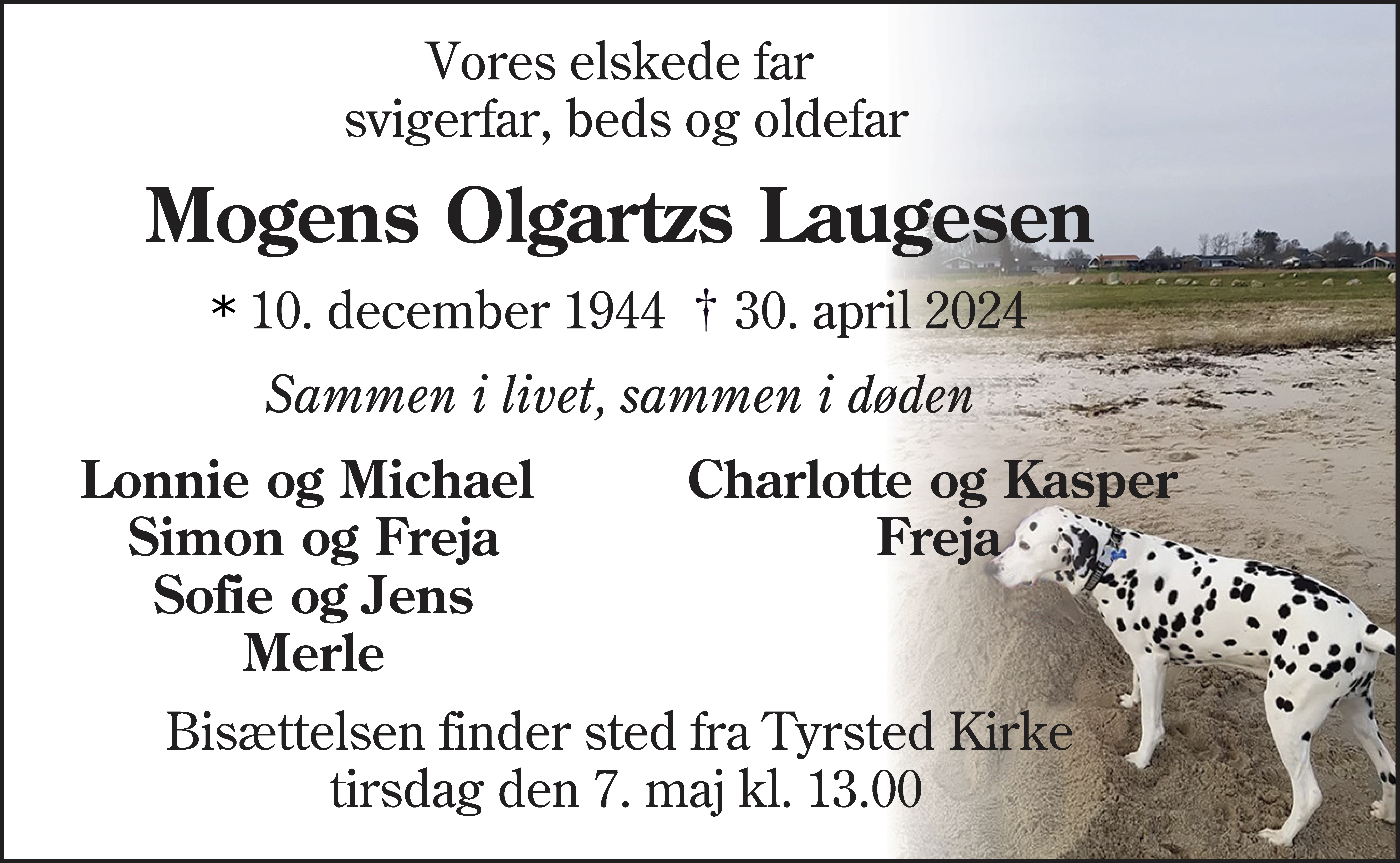Dødsannonce for Mogens Olgartzs Laugesen