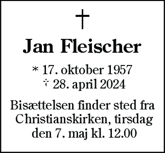 Dødsannonce for Jan Fleischer
