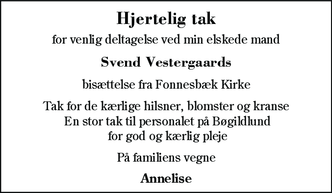 Dødsannonce for Svend Orla Vestergaard Sørensen