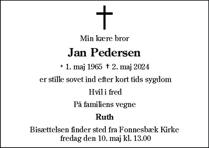 Dødsannonce for Jan Pedersen