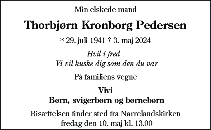 Dødsannonce for Thorbjørn Kronborg Pedersen