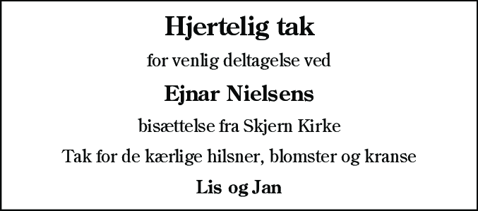 Dødsannonce for Ejnar Nielsen