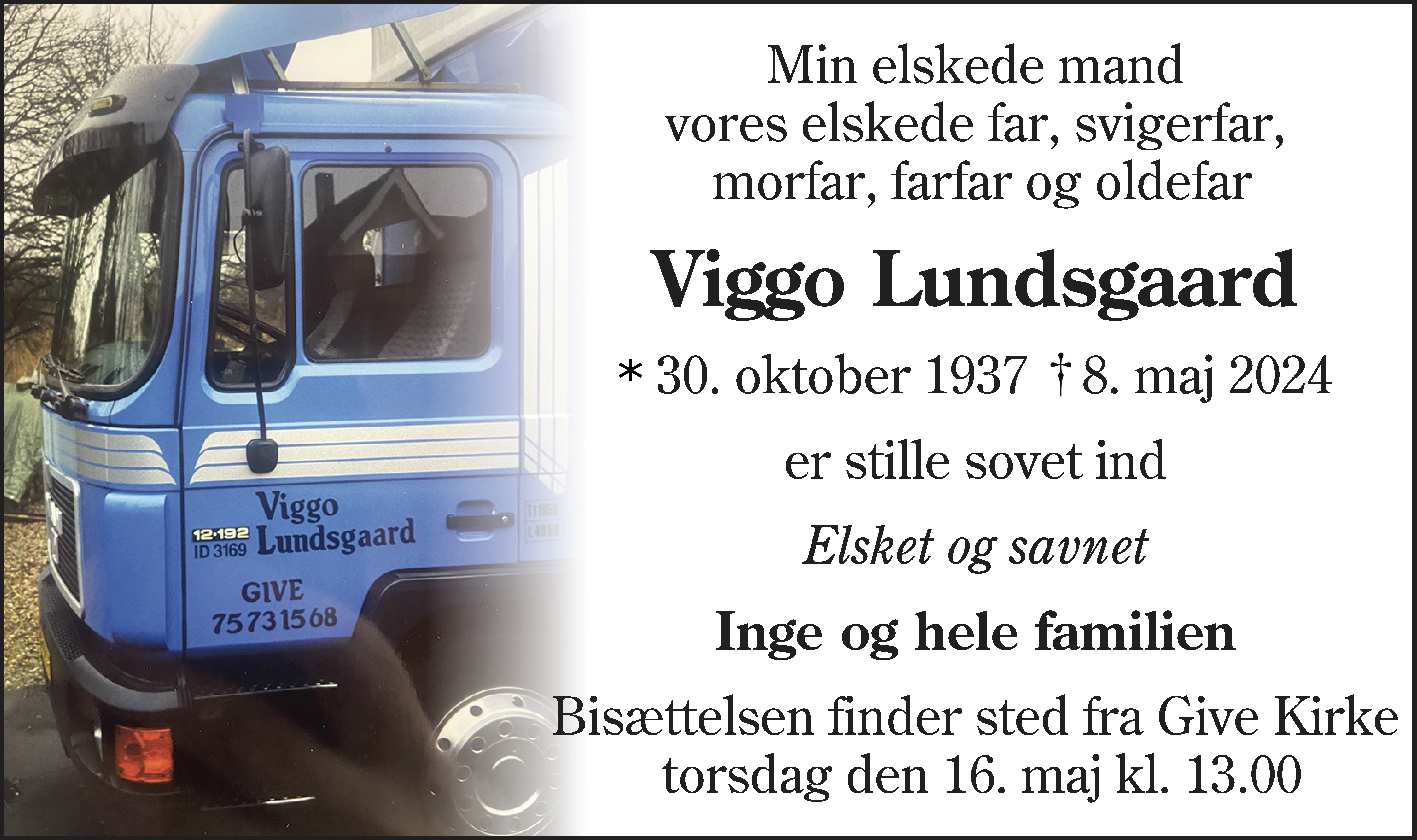 Dødsannonce for Viggo Lundsgaard