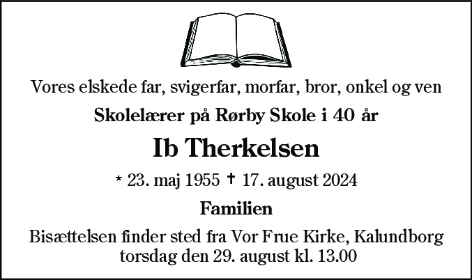 Dødsannonce for Ib Therkelsen