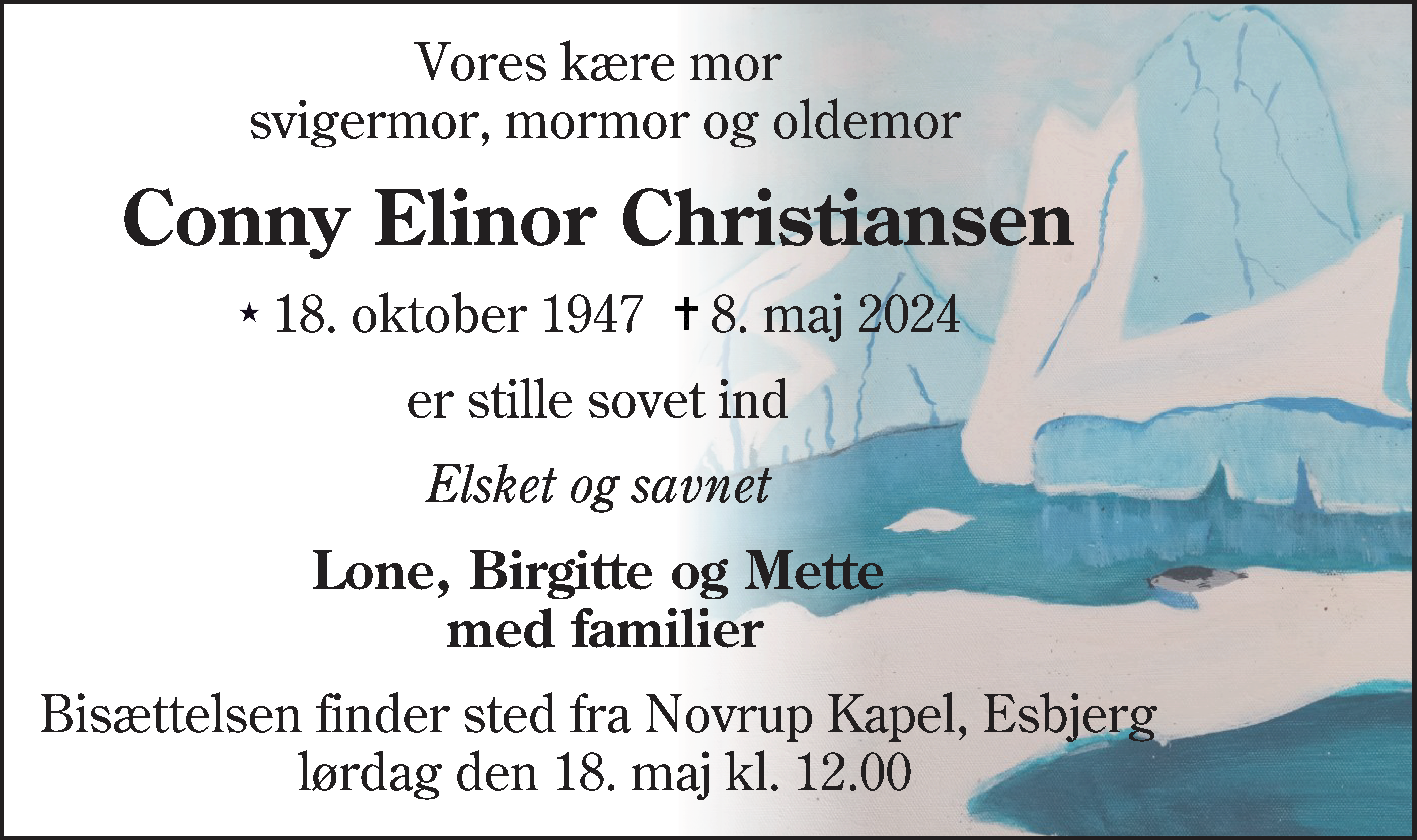 Dødsannonce for Conny Elinor Christiansen