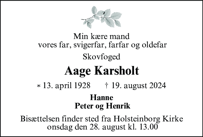 Dødsannonce for Aage Johannes Karsholt