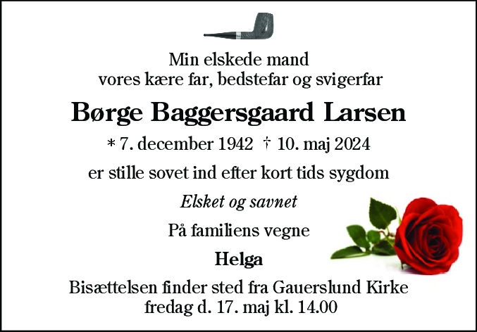 Dødsannonce for Børge Baggersgaard Larsen