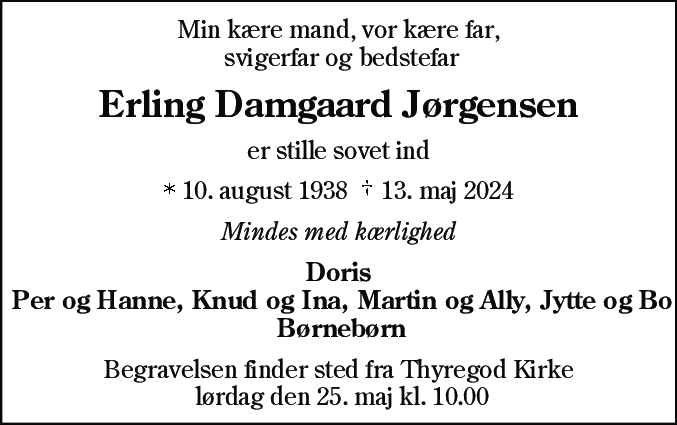 Dødsannonce for Erling Damgaard Jørgensen