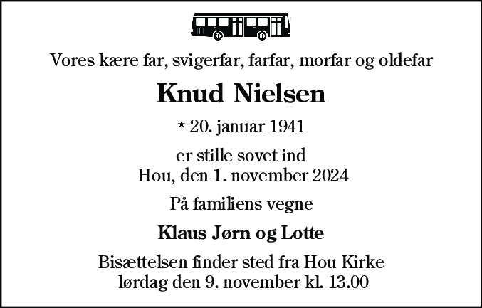 Dødsannonce for Knud Nielsen