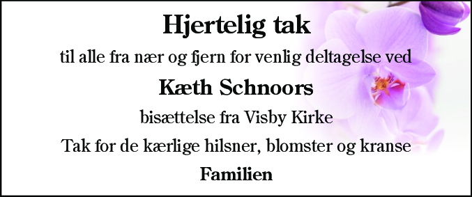 Dødsannonce for Kæth Schnoor