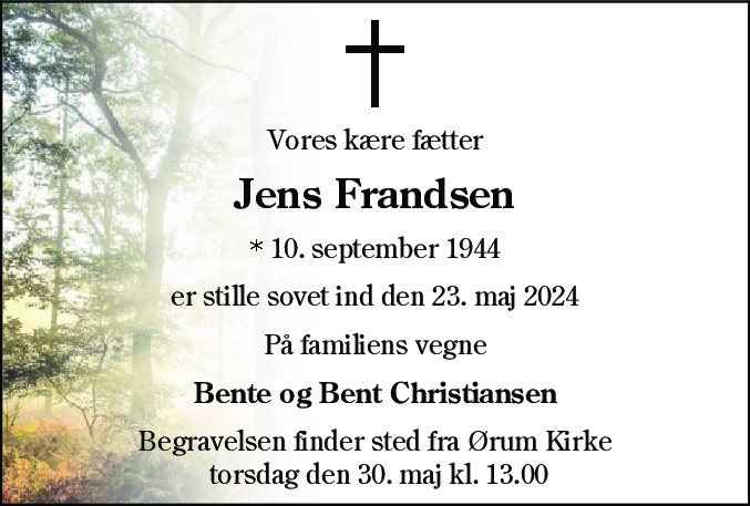 Dødsannonce for Jens Frandsen