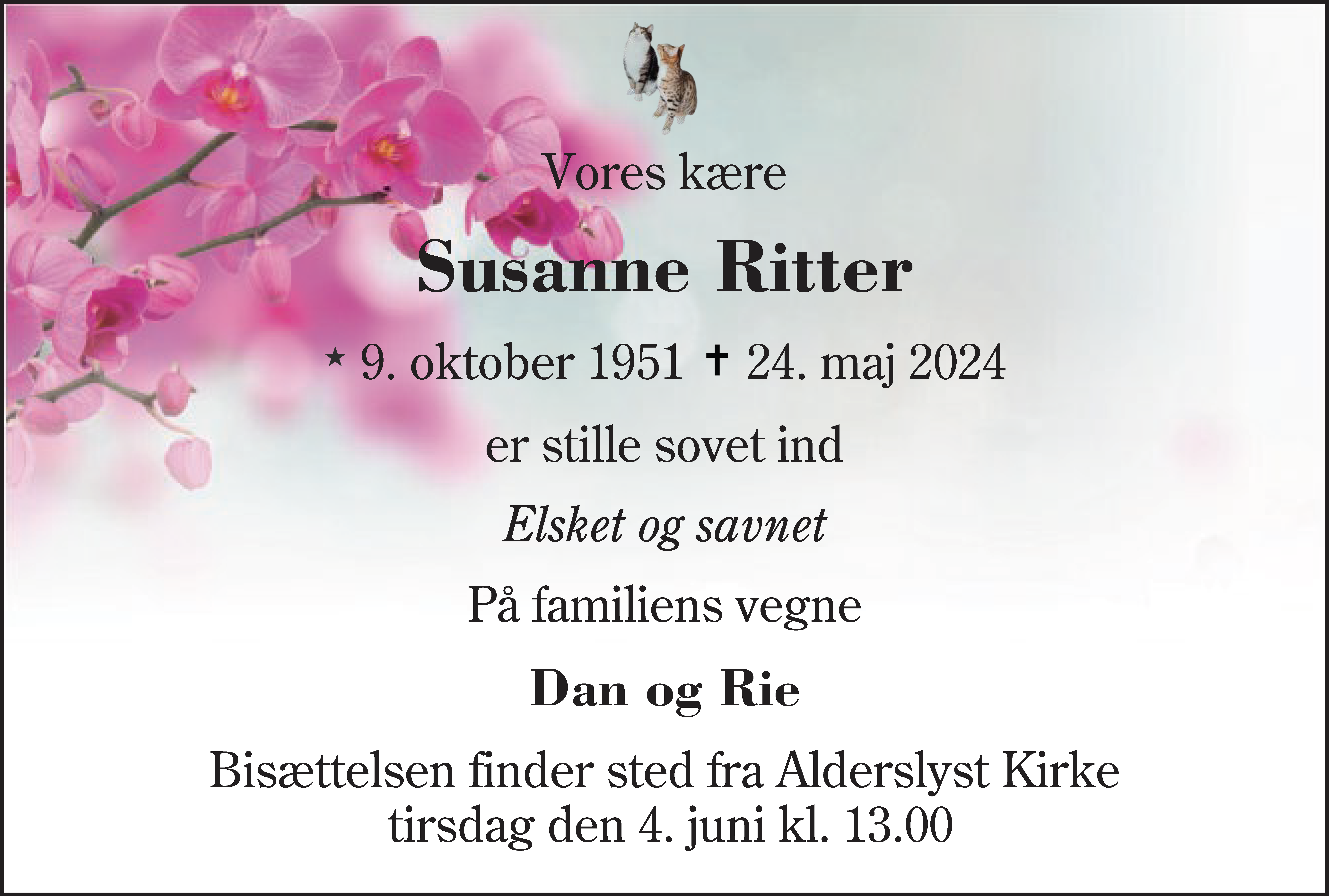 Dødsannonce for Susanne Ritter