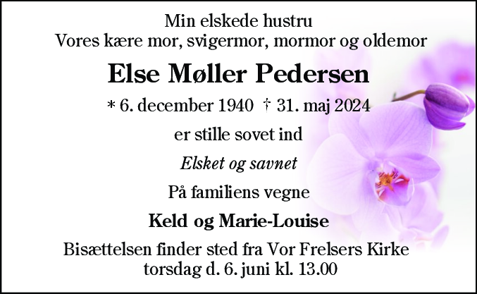 Dødsannonce for Else Møller Pedersen
