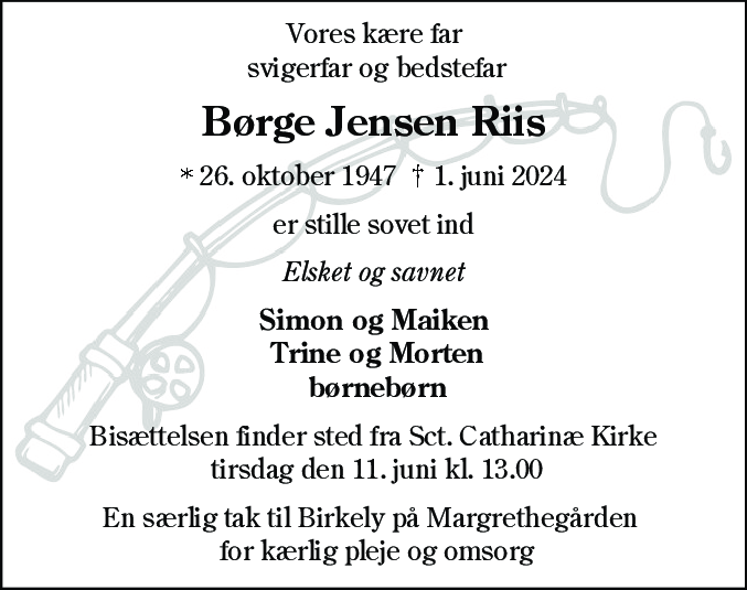 Dødsannonce for Børge Jensen Riis